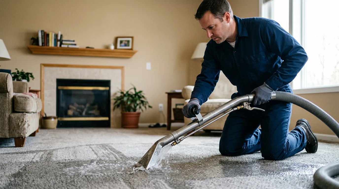 Water damage restoration technician working near Maxwell, IN